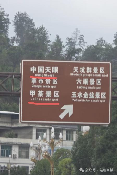 中国天眼景区指示牌China写成Ching