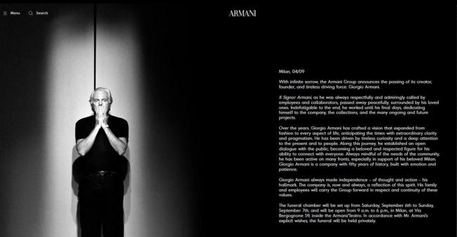 乔治·阿玛尼临终前三天仍埋头设计