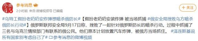 乌方特工假扮老奶奶安装炸弹 被当场抓获
