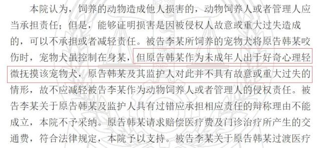 女童摸狗被咬伤狗主担责