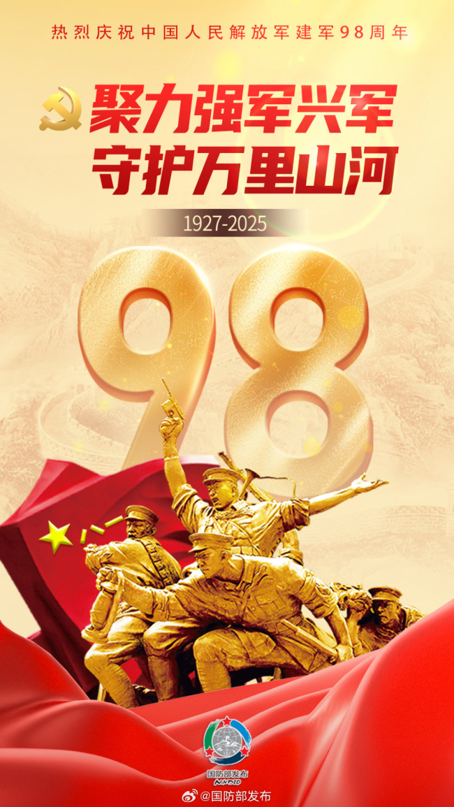 热烈庆祝中国人民解放军建军98周年