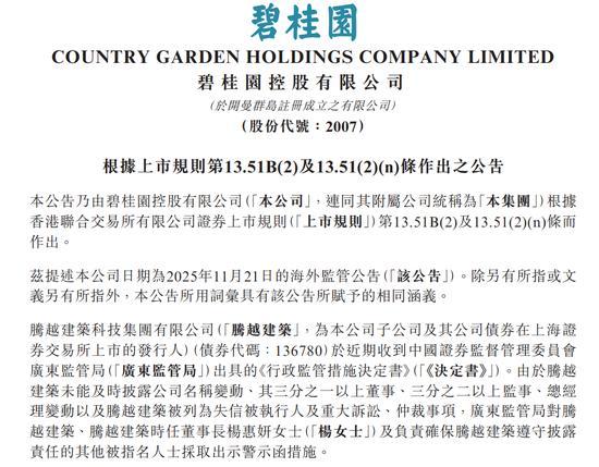 碧桂园突发：杨惠妍被警示