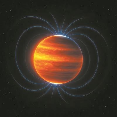 木星“童年”时体型为现在两倍 木星磁场(艺术图)。图片来源:物理学家组织网