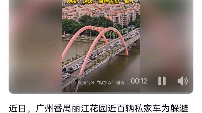 小区近百辆车停桥上防台风天泡水