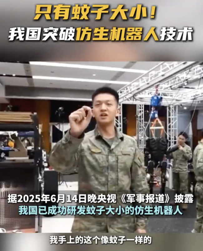 我国成功研发蚊子大小仿生机器人