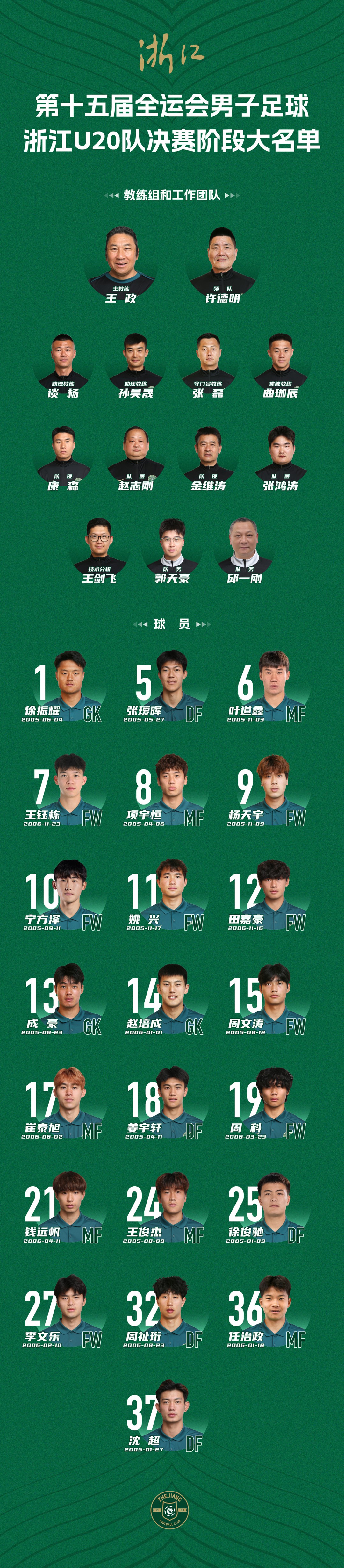 图源：浙江职业足球俱乐部官方微博