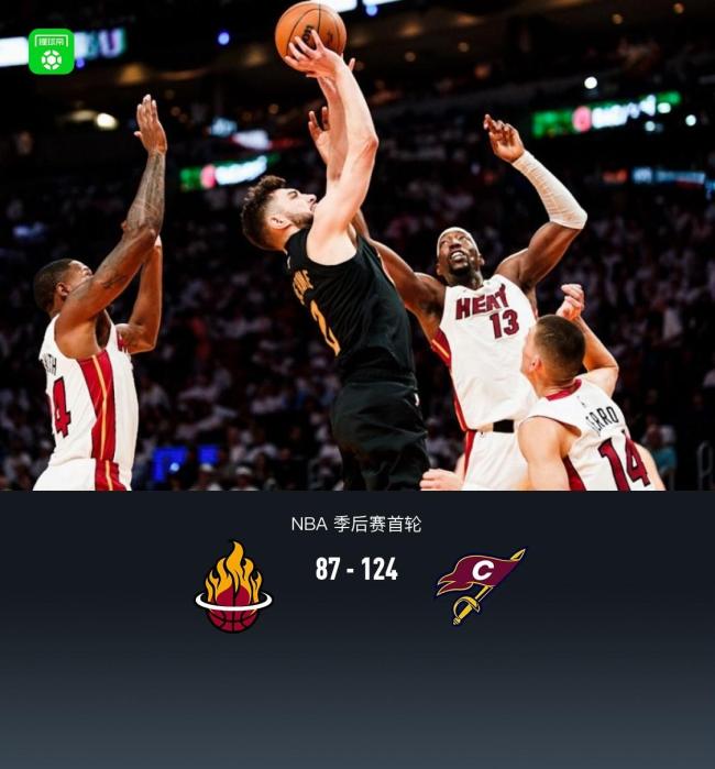 骑士124-87狂胜热火 系列赛3-0领先