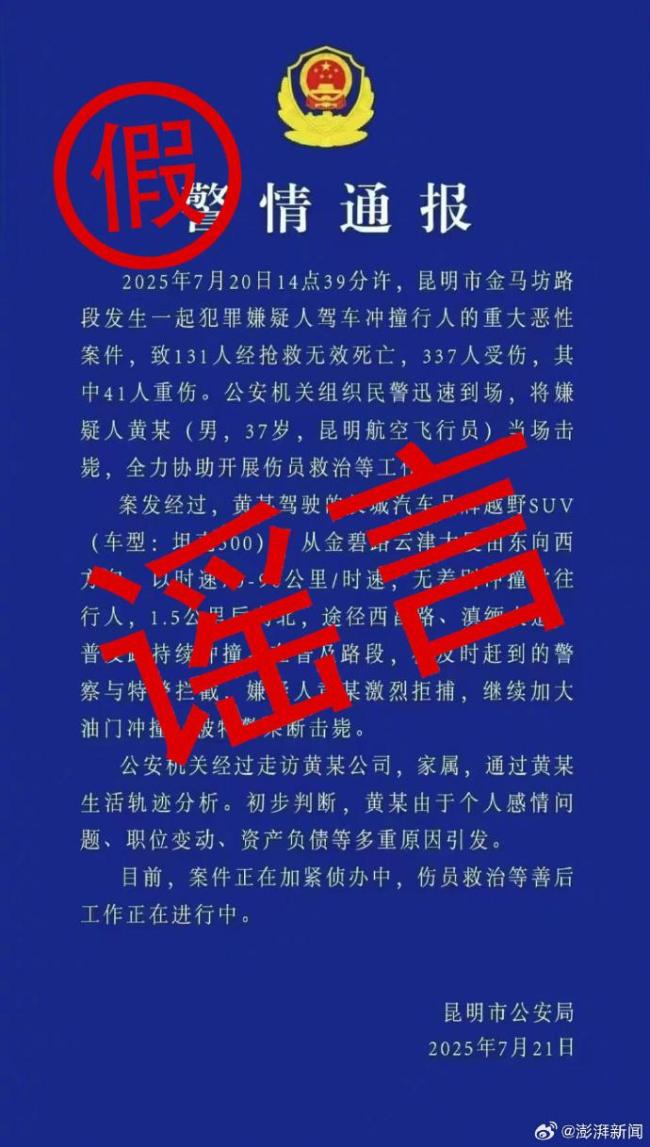 两男子造谣撞人案131死被拘