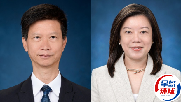 黄伟纶妻陈颖韶(右)7月升任教育局常秘，许泽森(左)接任劳工处长。