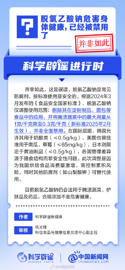 防腐剂脱氢乙酸钠全面禁用？