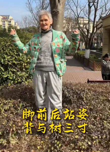 内地社交平台有许多教人撞树养生的内容。小红书＠倪奶奶的养生铺子