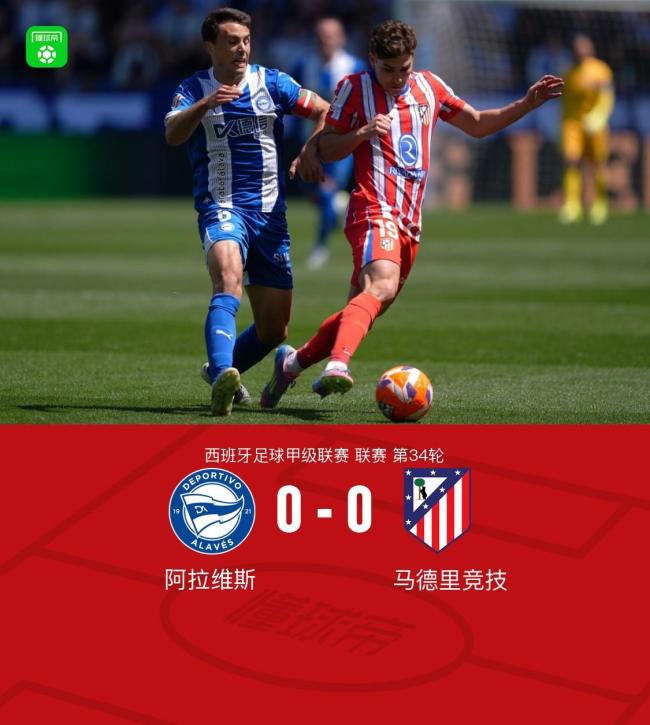 西甲:马竞客场0-0闷平阿拉维斯,小蜘蛛红牌改判黄牌,朗格莱造险