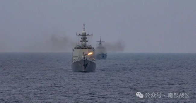 南海某海域,舰艇编队开展实战化全训考核