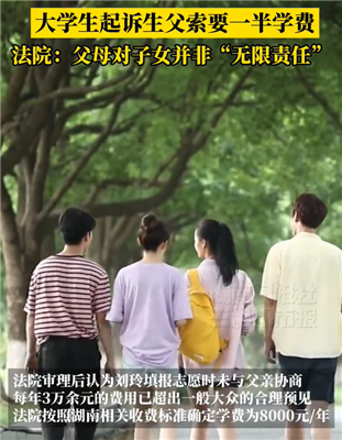 学费太贵生父无力承担被女儿起诉