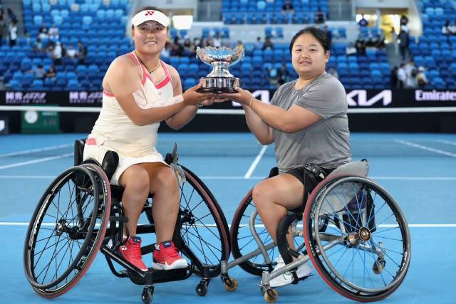 王紫莹/李晓辉2025澳网轮椅女双冠军。 受访者 供图