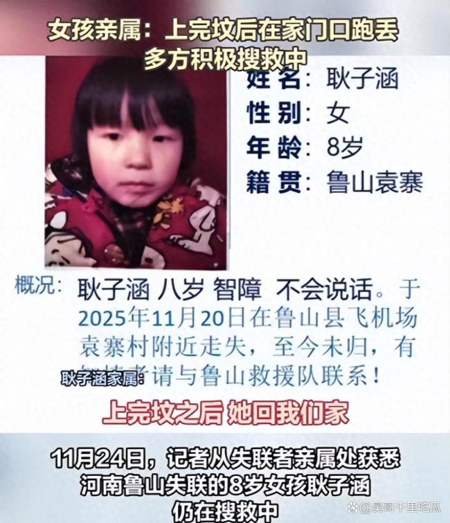 鲁山8岁失联女孩姑姑表态