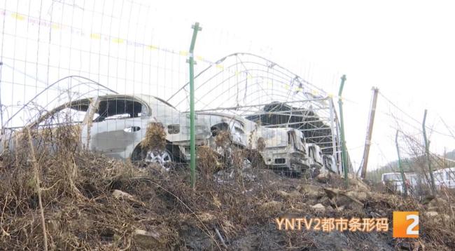 昆明一停车场起火 10多辆车被烧毁 消防迅速扑灭未伤人