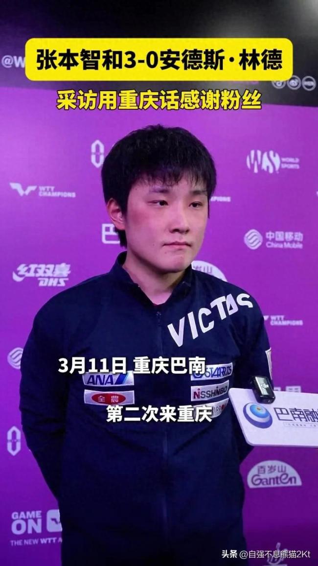 张本智和讲重庆话感谢粉丝