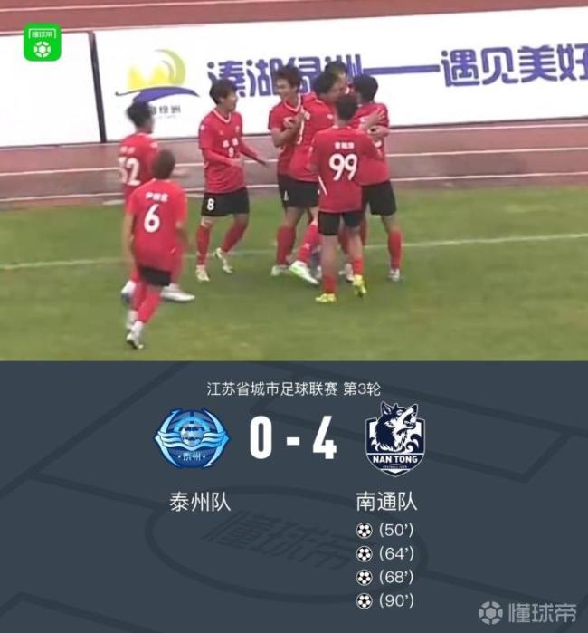 江苏城市联赛:南通队4-0客胜泰州队