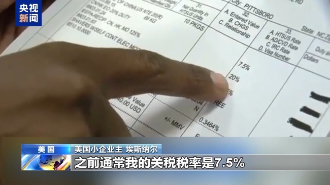 美商家晒关税账单：进口3000美元付关税4600美元