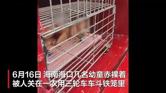 海口街头发现幼童被关笼子内