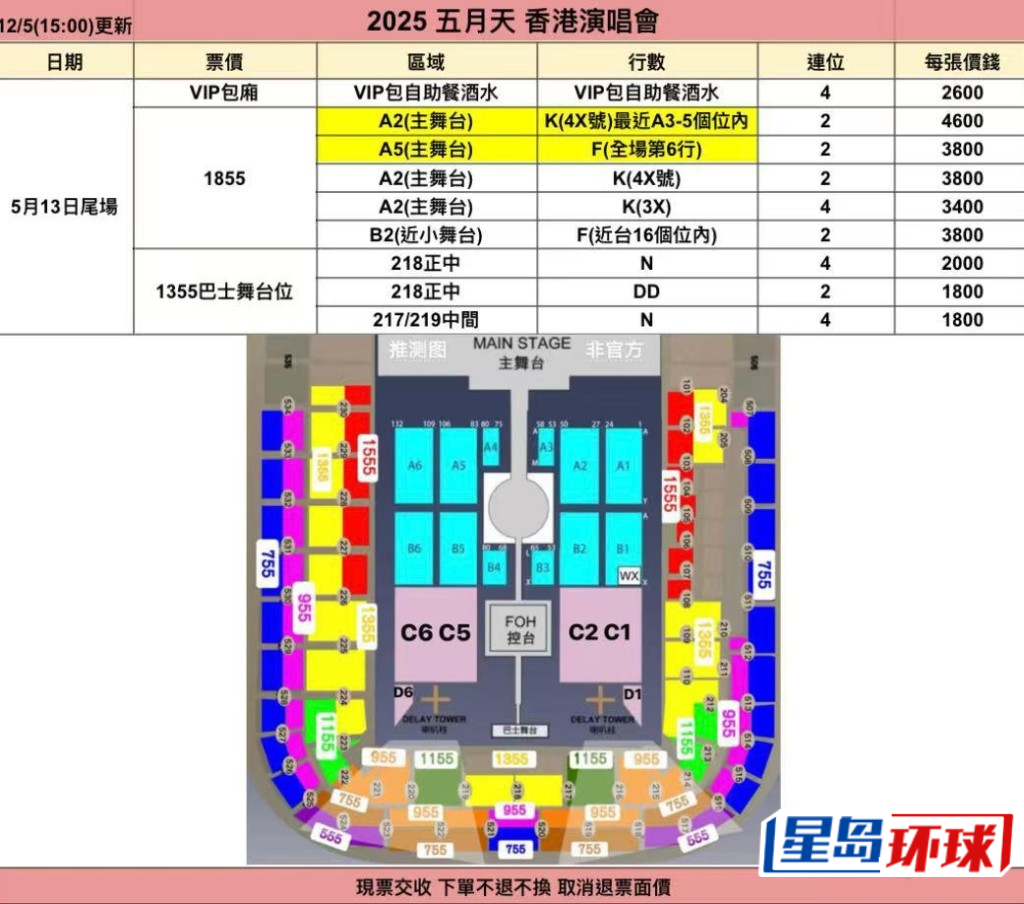 有卖家传来报价表，包厢票索价2600元。
