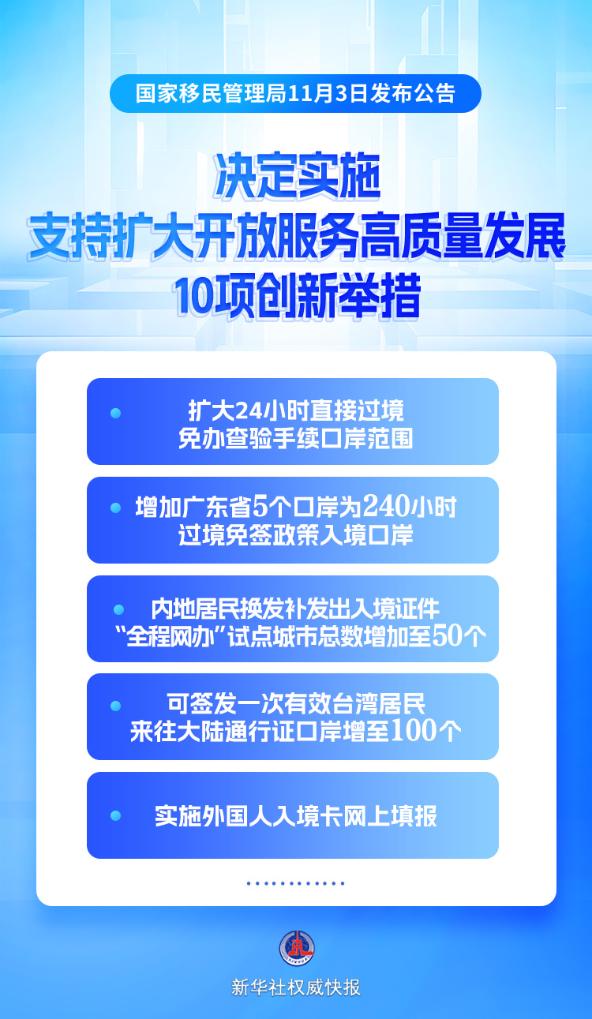 国家移民管理局推出支持扩大开放服务高质量发展10项创新举措