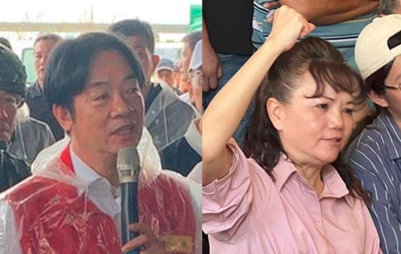 赖清德(左)2024大选获4成选票，但在陈玉铃(右)罢免案，挺绿仅开出选区1成选票。