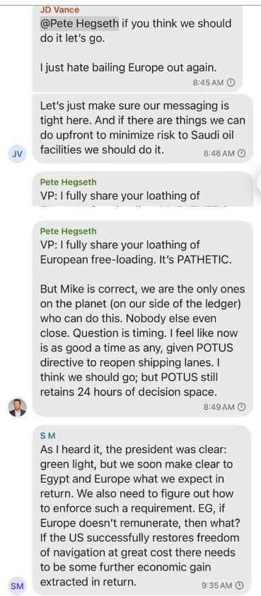 白宫泄密群聊完整记录公布 欧洲震惊反应强烈