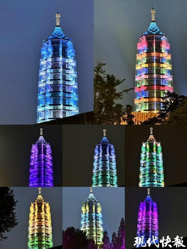 被南京大报恩寺塔七彩皮肤美到了