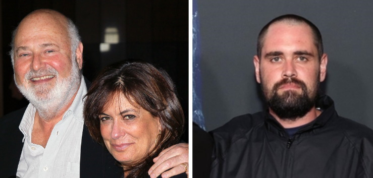 △罗布·莱纳和妻子（左），尼克·莱纳（右）