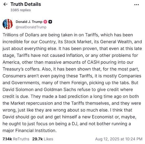 特朗普怒喷高盛：CEO还是去做DJ吧