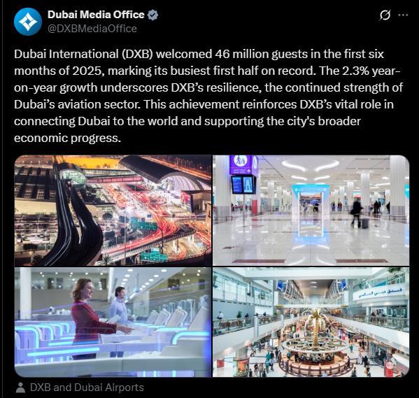 中东地区上半年航空流量亮眼