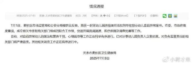致幼儿铅异常幼儿园添加了啥