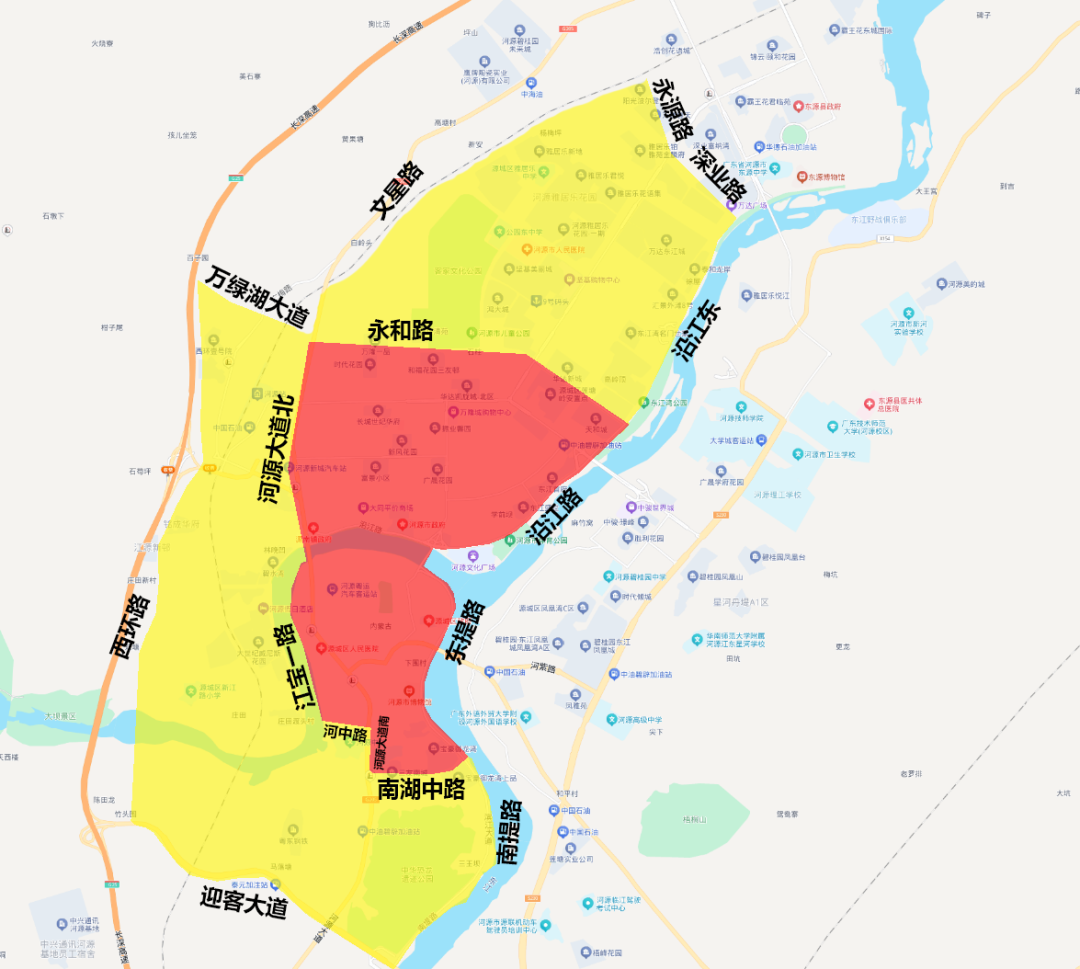 注：图中红色部分为自2025年12月1日起限行区域，黄色部分为自2026年12月1日起限行。