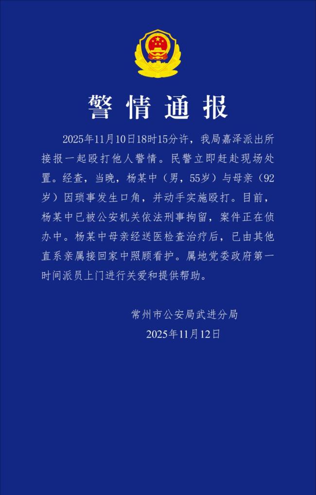 儿子暴打92岁母亲引公愤