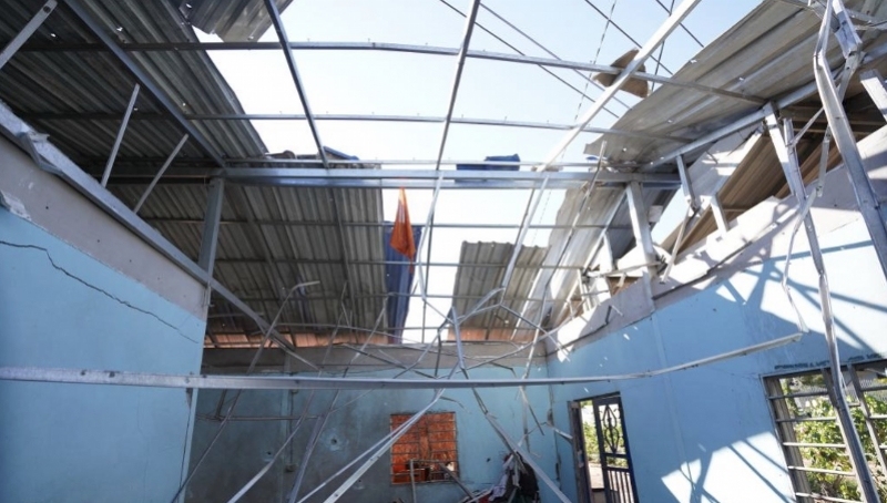 柬埔寨班迭棉吉省一处遭泰军炮击损坏的民房。新华社发