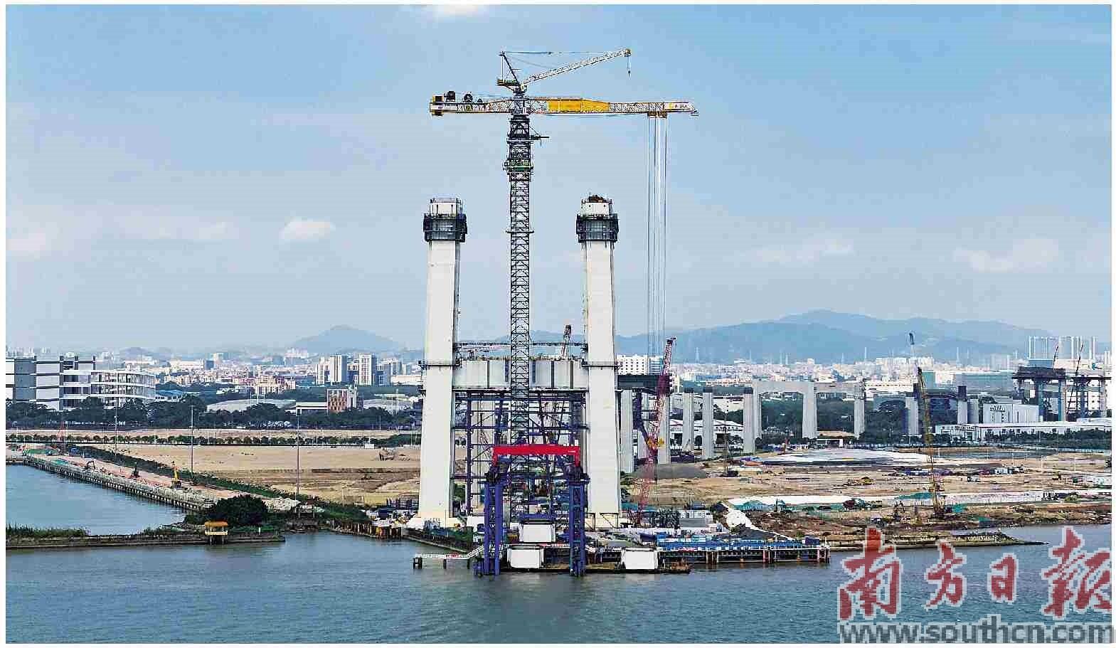 狮子洋通道项目狮子洋大桥建设现场。南方日报记者 张令 石磊 通讯员 雷健 摄