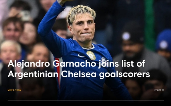 曾为切尔西进球的阿根廷球员：贝隆、克雷斯波在列，加纳乔第6人