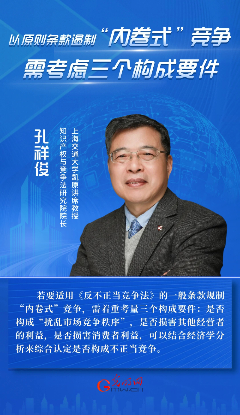 孔祥俊:以原则条款遏制“内卷式”竞争 需考虑三个构成要件 孔祥俊:以原则条款遏制“内卷式”竞争 需考虑三个构成要件