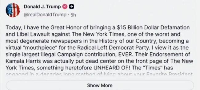 特朗普索赔媒体背后有何政治算计