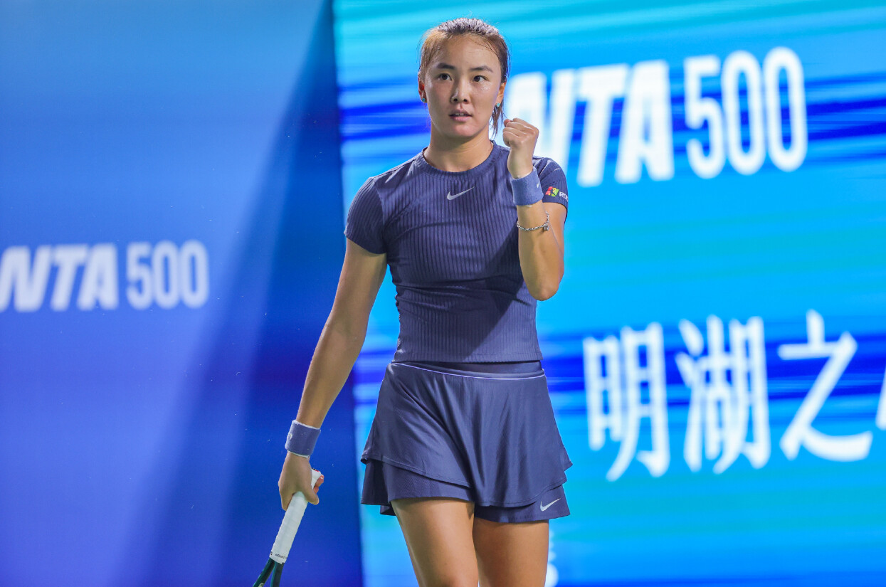 袁悦在比赛中。图源：WTA国际女子网球协会微博