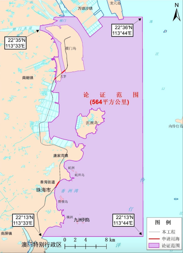 南沙至珠海（中山）城际香山至拱北段工程线路图。