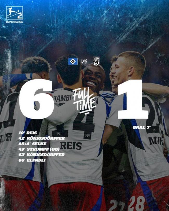 汉堡6-1狂胜乌尔姆 时隔7年重返德甲