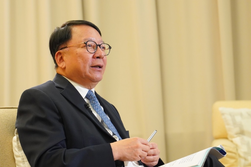 政务司司长陈国基接受《星岛》访问。 政务司司长陈国基接受《星岛》访问。