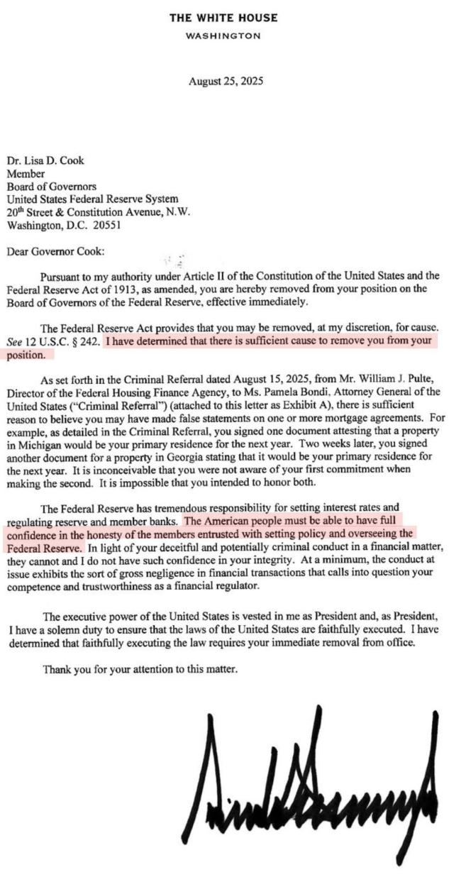 美总统是否有权罢免美联储理事