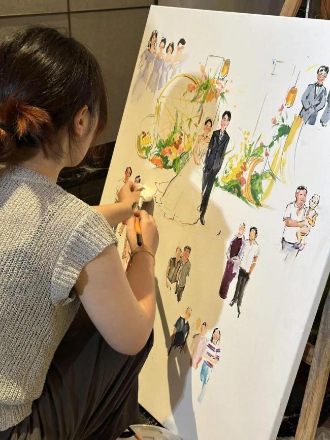 婚礼现场绘画师火了 有人月入2万