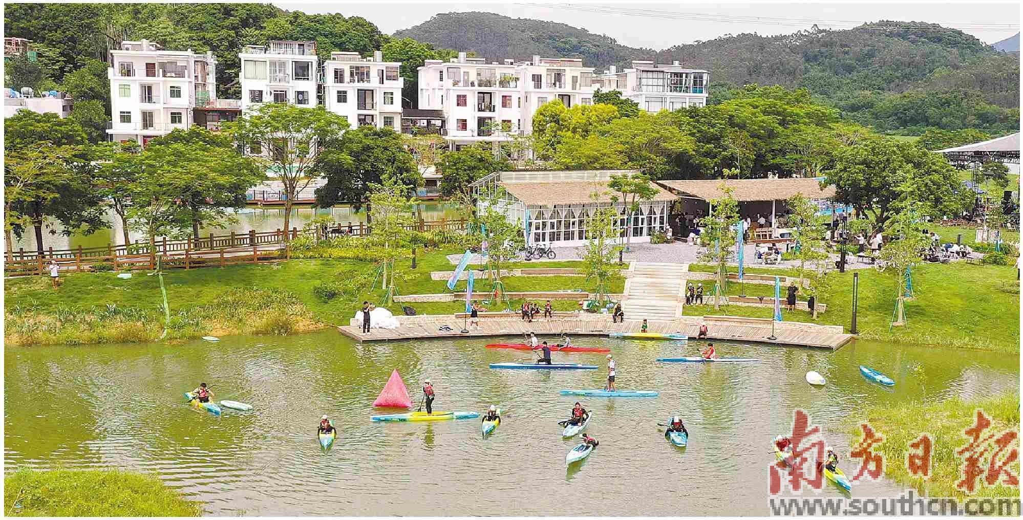 惠州市博罗县横河镇上良村的湿地公园，皮划艇爱好者在训练。南方日报记者 梁维春 摄