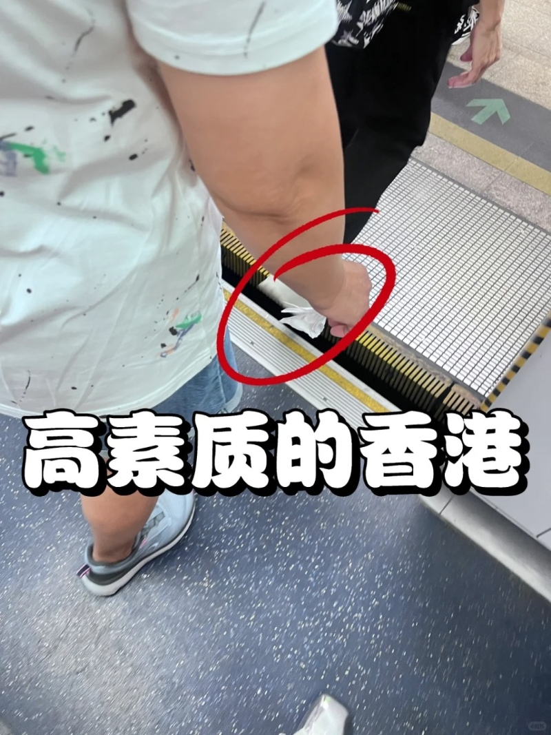 大妈下车时更手持纸巾，相信等待找到垃圾桶时丢弃（李囡囡inHK@小红书）