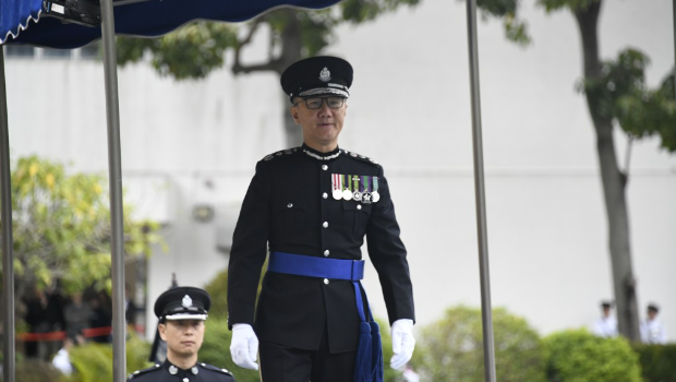 萧泽颐昨日最后一次以“一哥”身份参与警察学院结业会操并担任检阅官。资料图片